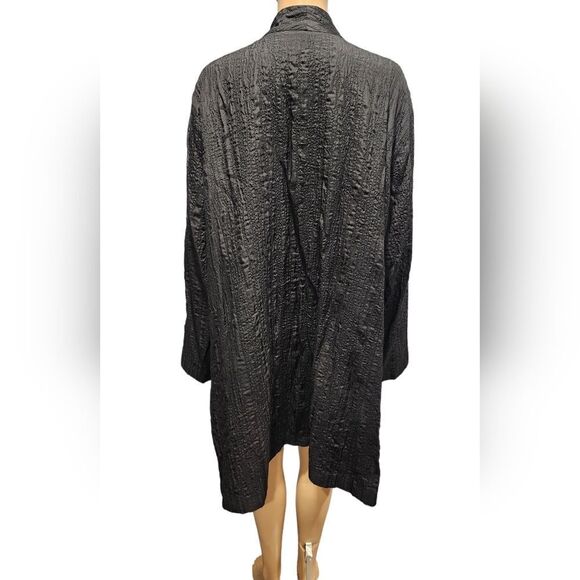 Eileen Fisher woman Womens black plus size Silk crinkle open front duster Sz XL - Picture 5 of 8